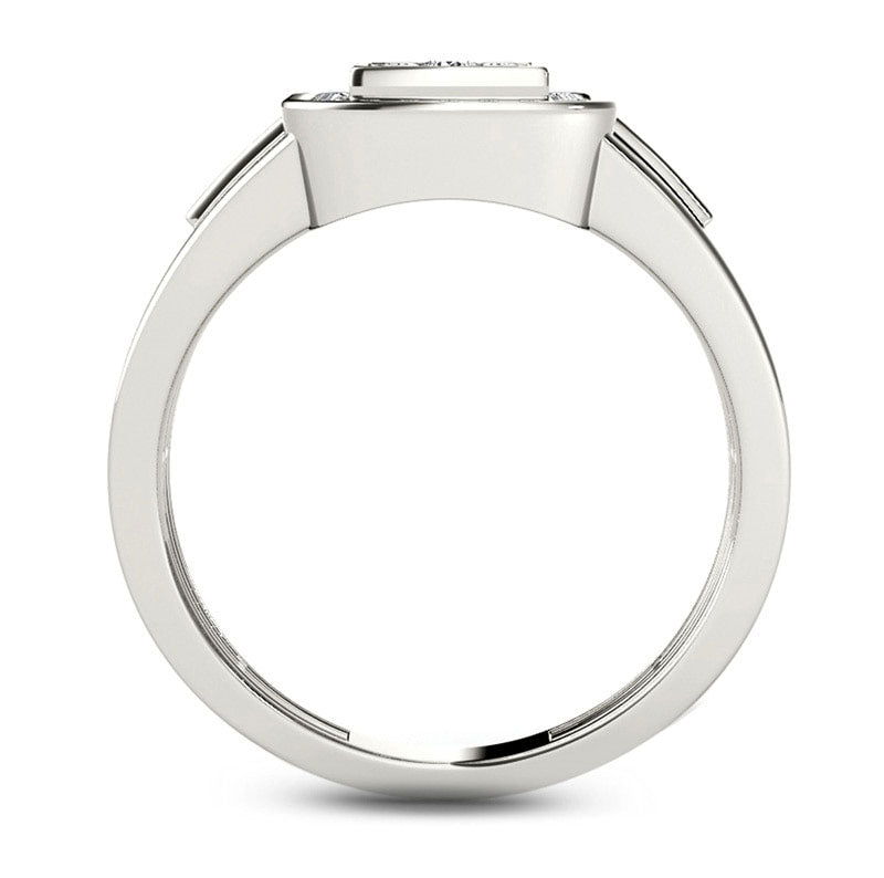 Men's 0.50 CT. T.W. Composite Natural Diamond Square Frame Signet Ring in Solid 14K White Gold