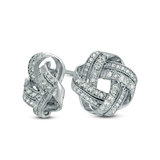 0.2 CT. T.W. Diamond Infinity Love Knot Stud Earrings in 10K White Gold