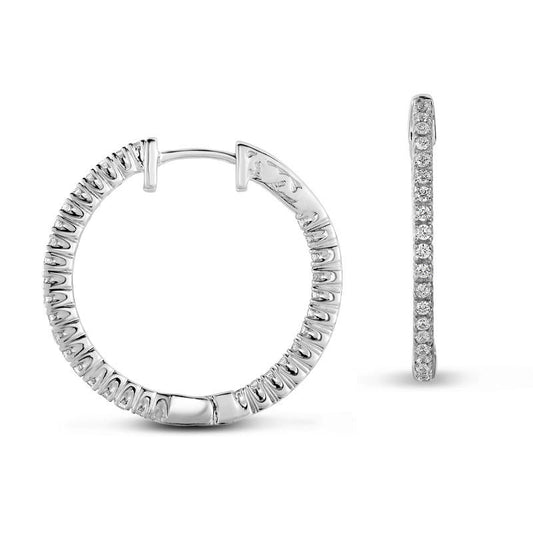 0.25 CT. T.W. Diamond Inside-Out Hoop Earrings in 14K White Gold