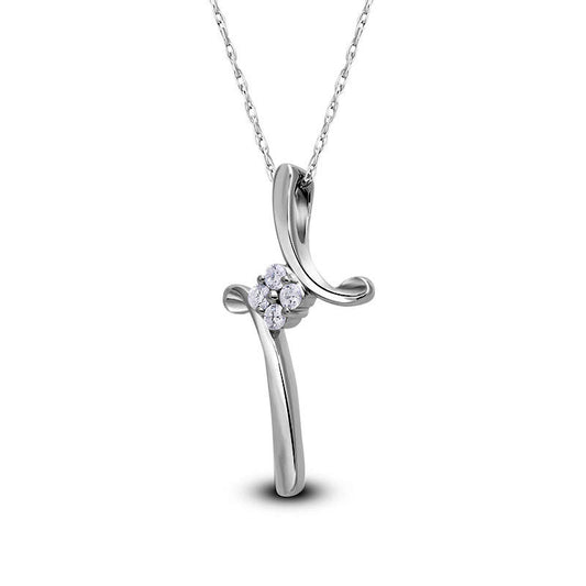 0.1 CT. T.W. Quad Natural Diamond Abstract Cross Pendant in Sterling Silver