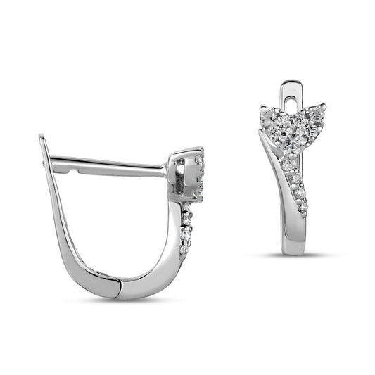 0.2 CT. T.W. Diamond Heart on Hoop Earrings in 10K White Gold