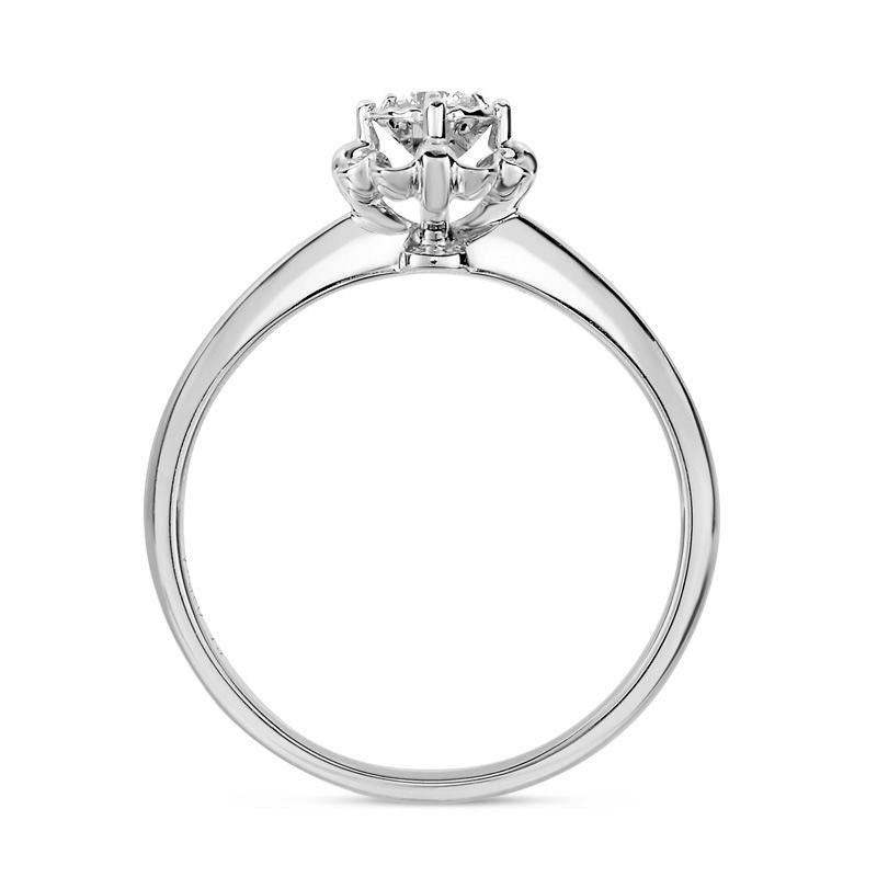 Natural Clarity Enhanced Diamond Accent Solitaire Frame Promise Ring in Solid 10K White Gold