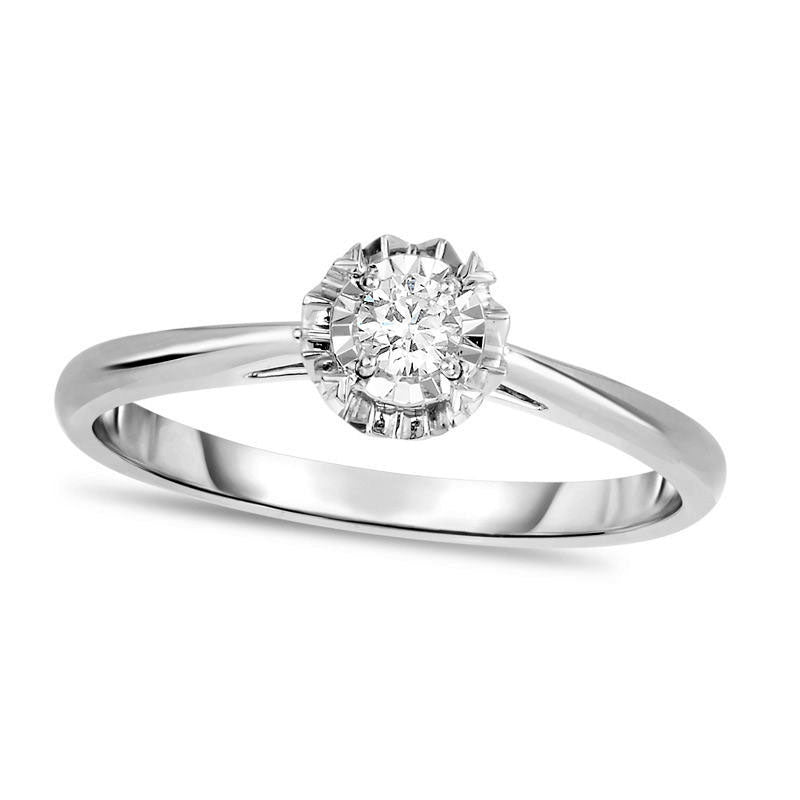 Natural Clarity Enhanced Diamond Accent Solitaire Promise Ring in Solid 10K White Gold