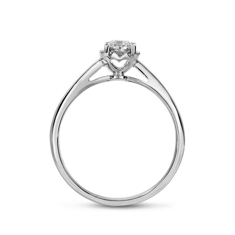 Natural Clarity Enhanced Diamond Accent Solitaire Promise Ring in Solid 10K White Gold