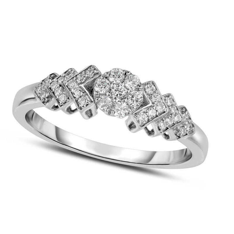 0.25 CT. T.W. Composite Natural Diamond Chevron Ring in Solid 10K White Gold