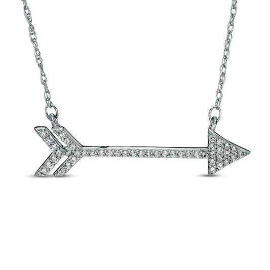 0.13 CT. T.W. Natural Diamond Arrow Necklace in Sterling Silver