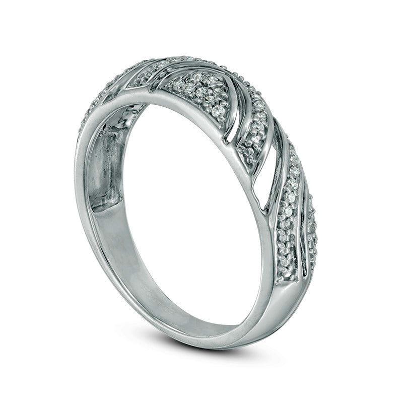 0.10 CT. T.W. Natural Diamond Wave Domed Band in Sterling Silver