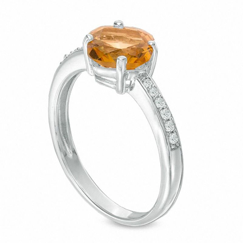 7.0mm Cushion-Cut Citrine and White Topaz Ring in Sterling Silver