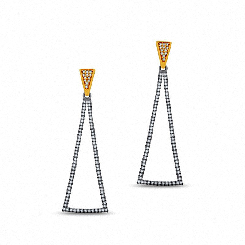 0.5 CT. T.W. Diamond Triangle Drop Earrings in 10K Two-Tone Gold