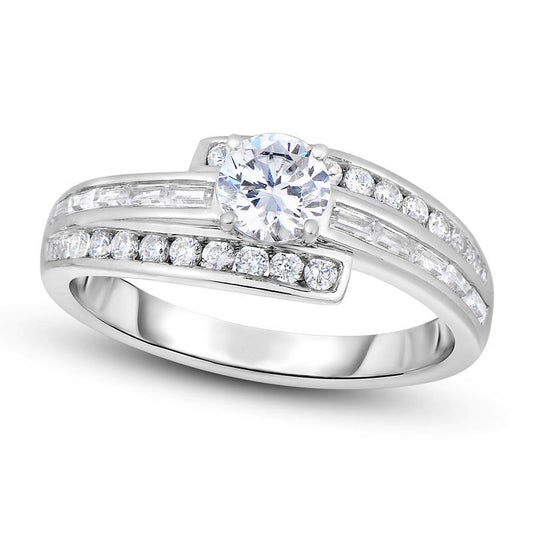 1.20 CT. T.W. Natural Diamond Bypass Engagement Ring in Solid 14K White Gold