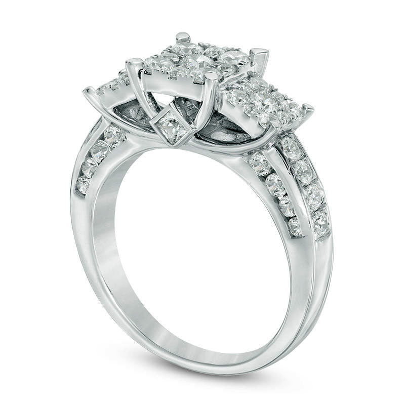 1.5 CT. T.W. Composite Natural Diamond Three Stone Engagement Ring in Solid 10K White Gold