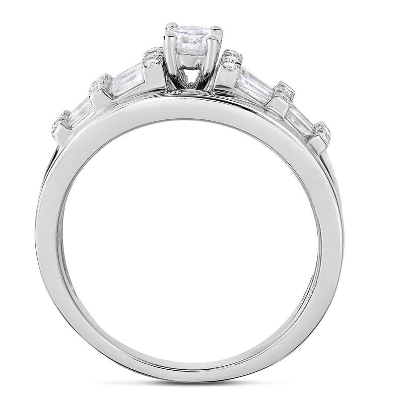 0.50 CT. T.W. Natural Diamond Bridal Engagement Ring Set in Solid 14K White Gold