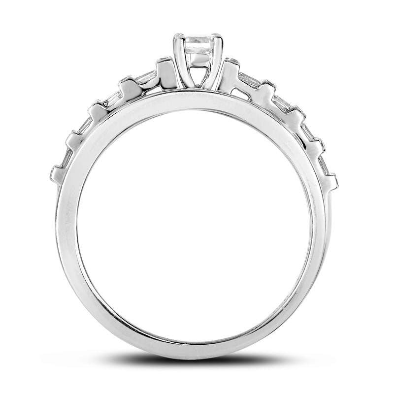 0.50 CT. T.W. Natural Diamond Bridal Engagement Ring Set in Solid 14K White Gold