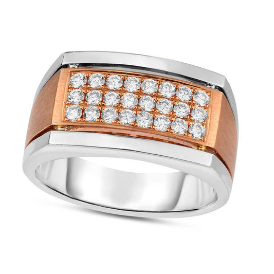 Men's 0.50 CT. T.W. Natural Diamond Rectangle Composite Ring in Solid 14K Two-Tone Gold