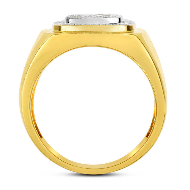 Men's 0.50 CT. T.W. Natural Diamond Square Composite Ring in Solid 14K Two-Tone Gold