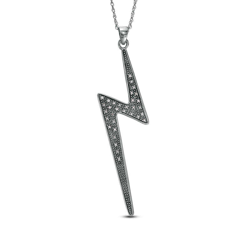 0.1 CT. T.W. Natural Diamond Lightning Bolt Pendant in Sterling Silver