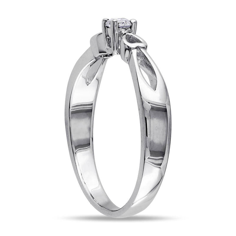 0.10 CT. Natural Diamond Solitaire Promise Ring in Sterling Silver