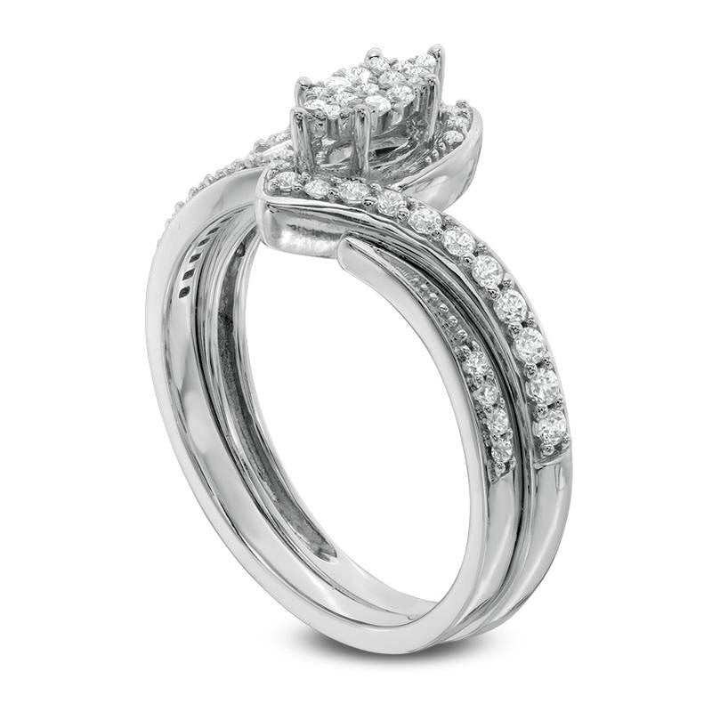 0.38 CT. T.W. Composite Natural Diamond Marquise Bypass Bridal Engagement Ring Set in Solid 10K White Gold