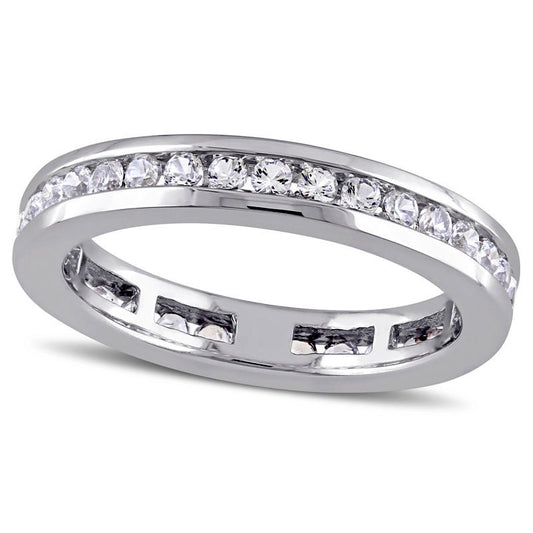 Lab-Created White Sapphire Channel-Set Eternity Band in Solid 10K White Gold