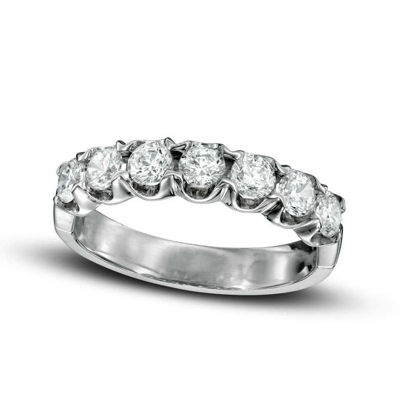 1.0 CT. T.W. Natural Diamond Seven Stone Anniversary Band in Solid 14K White Gold