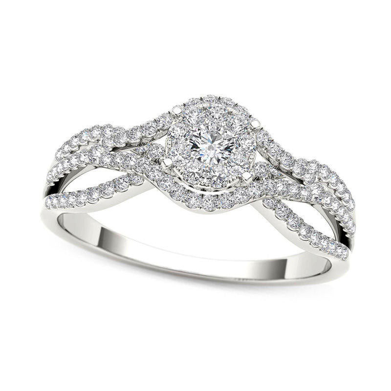 0.50 CT. T.W. Composite Natural Diamond Frame Engagement Ring in Solid 14K White Gold