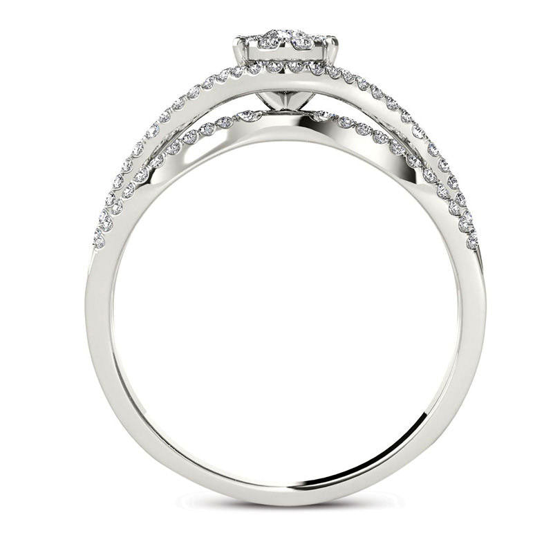 0.50 CT. T.W. Composite Natural Diamond Frame Engagement Ring in Solid 14K White Gold