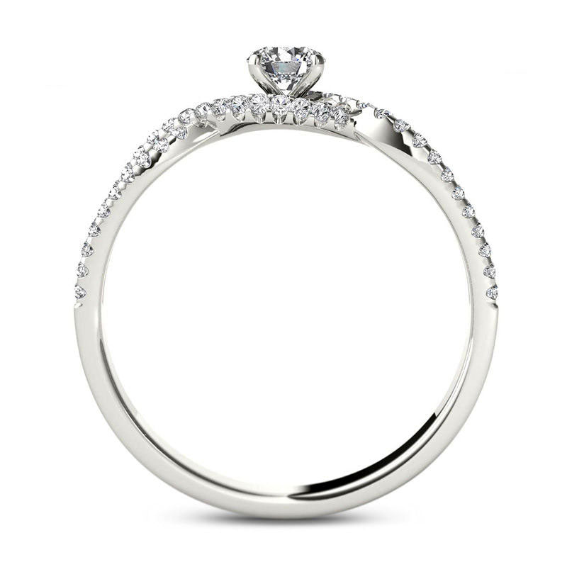 0.38 CT. T.W. Natural Diamond Twist Engagement Ring in Solid 14K White Gold