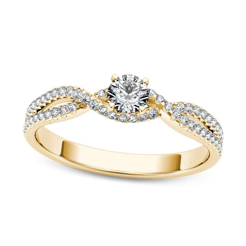 0.38 CT. T.W. Natural Diamond Twist Engagement Ring in Solid 14K Gold