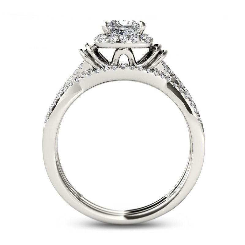 8 CT. T.W. Composite Princess-Cut Diamond Frame Multi-Row Engagement Ring  in 14K White Gold