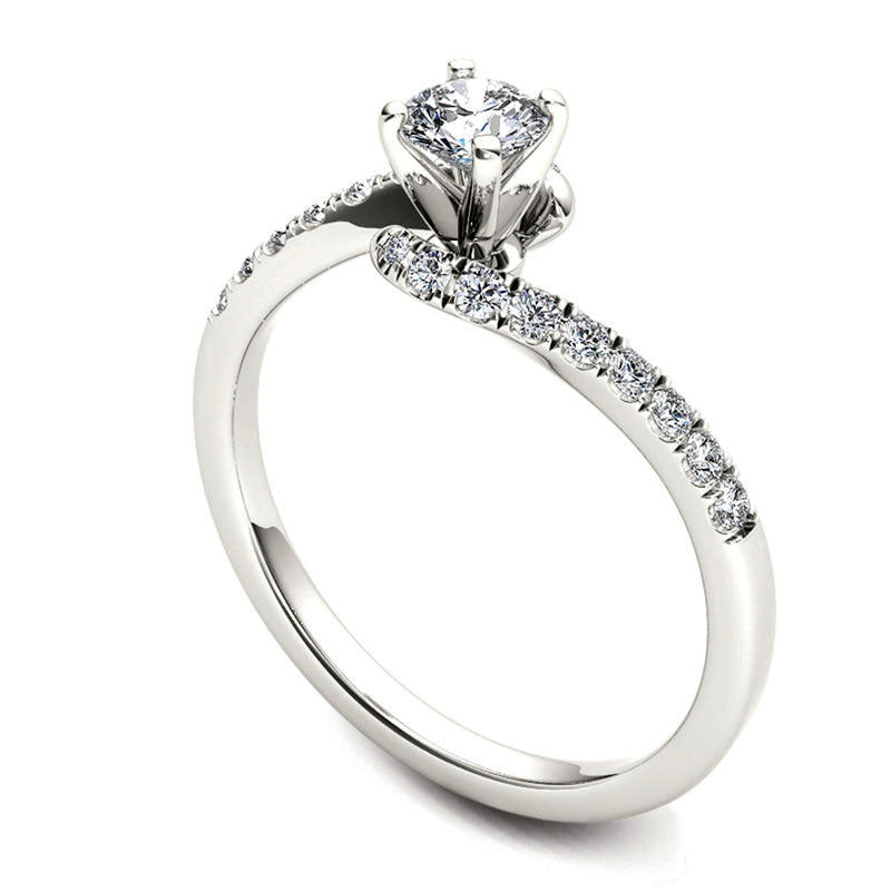 0.50 CT. T.W. Natural Diamond Bypass Engagement Ring in Solid 14K White Gold