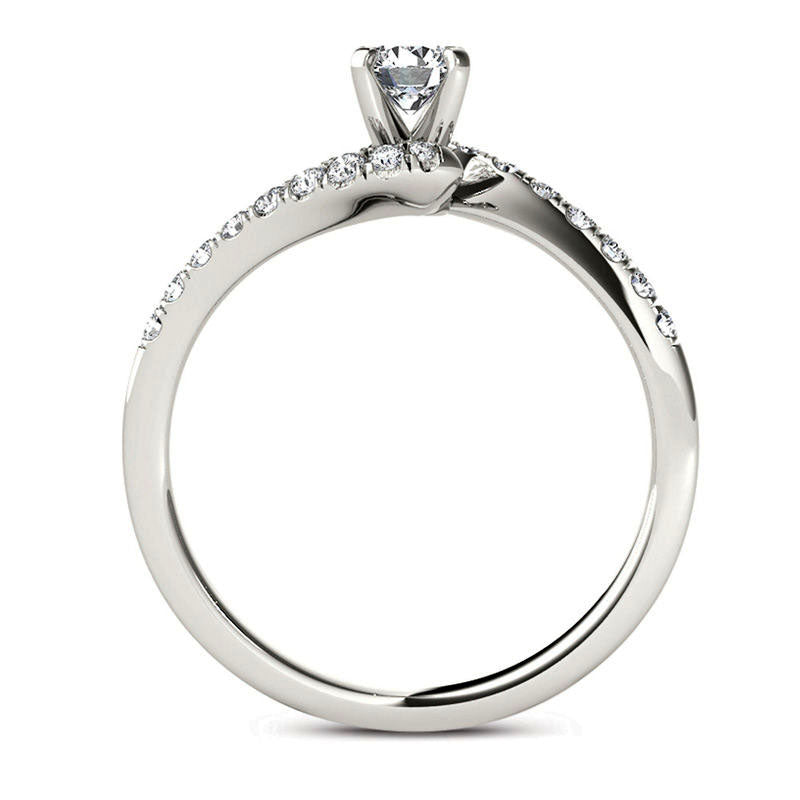 0.50 CT. T.W. Natural Diamond Bypass Engagement Ring in Solid 14K White Gold