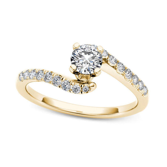 0.50 CT. T.W. Natural Diamond Bypass Engagement Ring in Solid 14K Gold