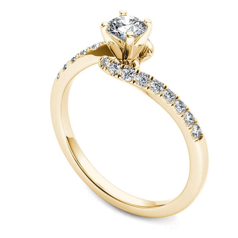 0.50 CT. T.W. Natural Diamond Bypass Engagement Ring in Solid 14K Gold