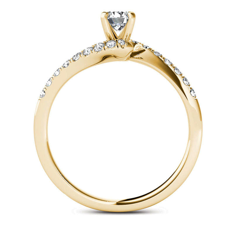 0.50 CT. T.W. Natural Diamond Bypass Engagement Ring in Solid 14K Gold