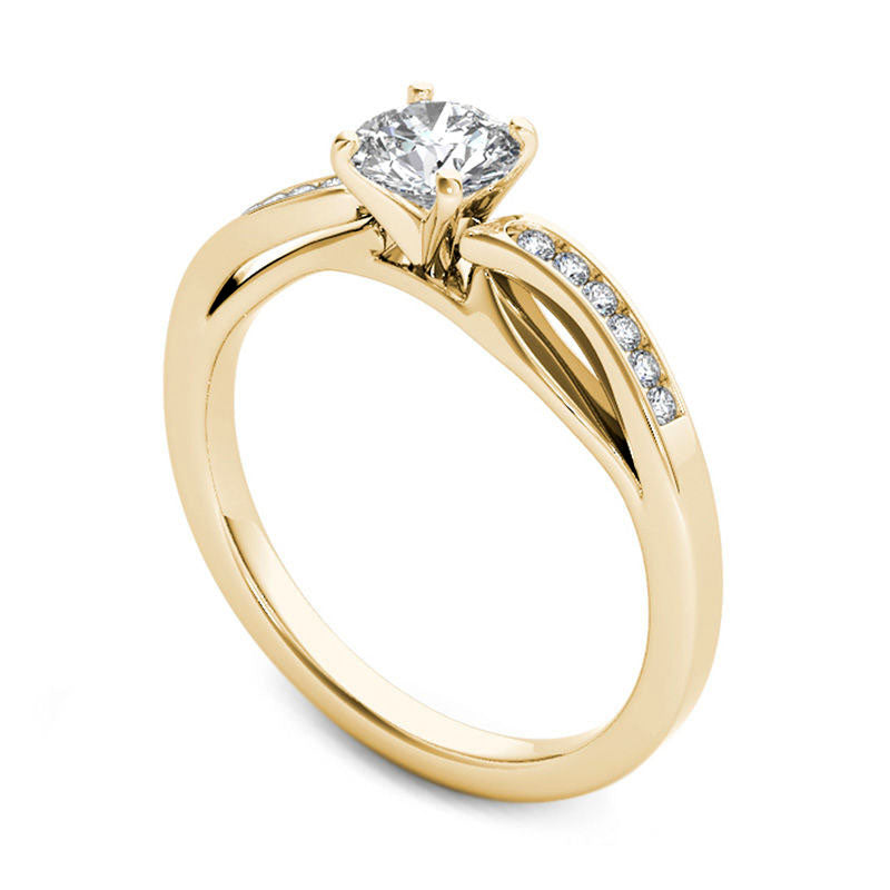 0.38 CT. T.W. Natural Diamond Wave Engagement Ring in Solid 14K Gold