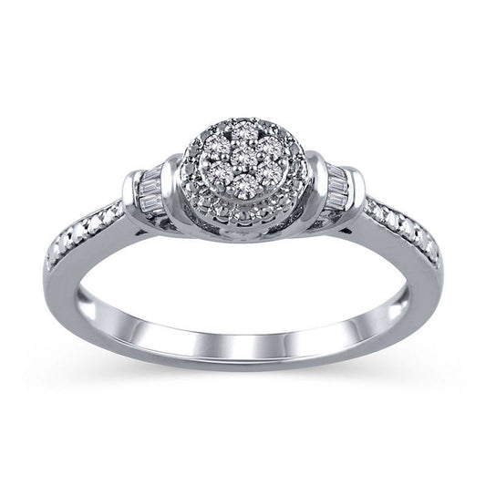 0.10 CT. T.W. Composite Natural Diamond Frame Promise Ring in Sterling Silver