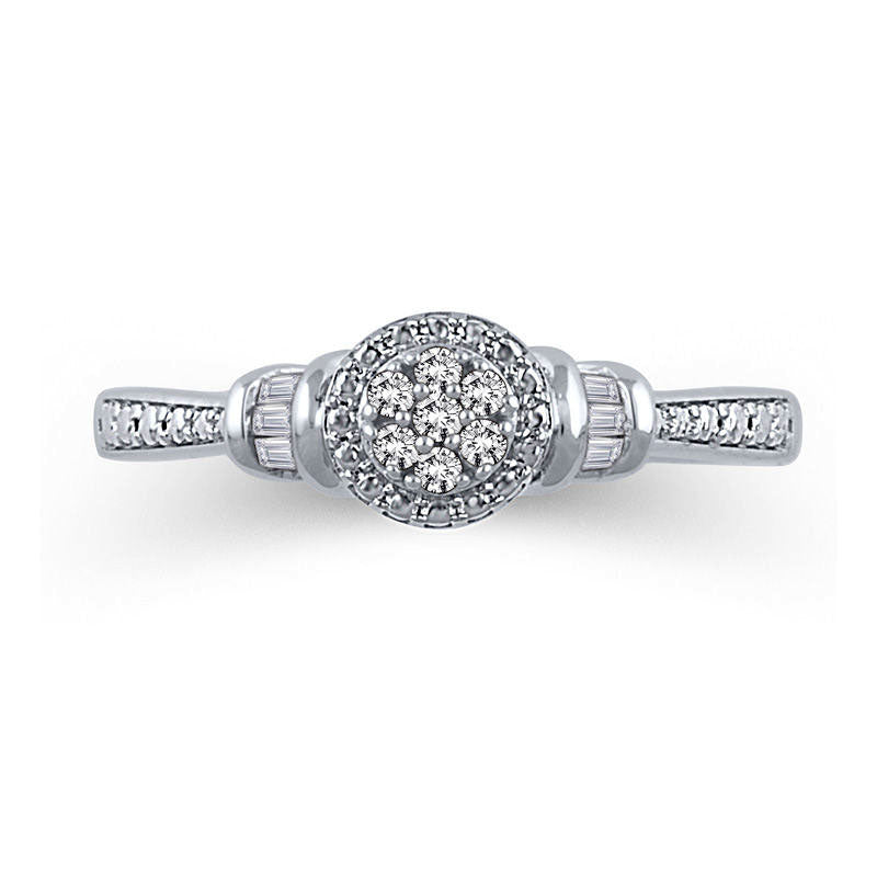 0.10 CT. T.W. Composite Natural Diamond Frame Promise Ring in Sterling Silver