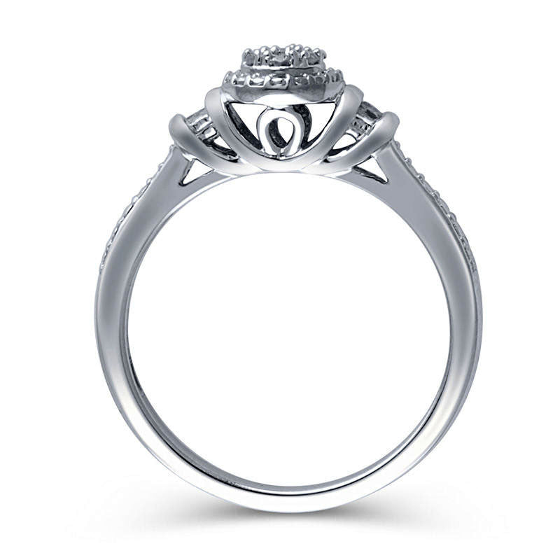 0.10 CT. T.W. Composite Natural Diamond Frame Promise Ring in Sterling Silver