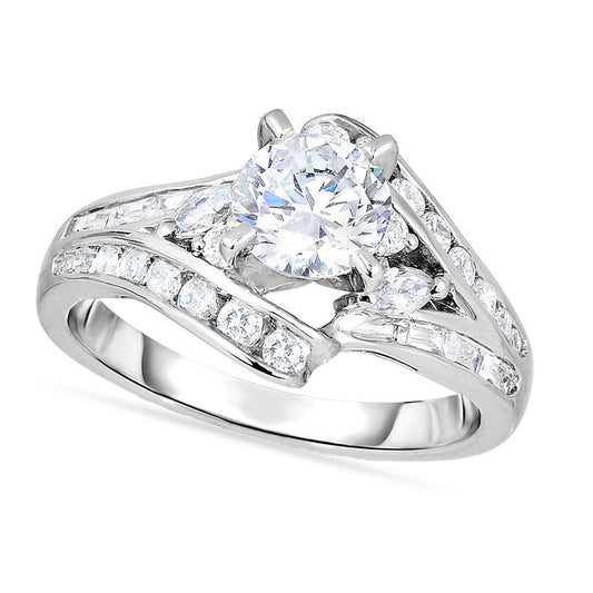 1.75 CT. T.W. Natural Diamond Split Bypass Shank Engagement Ring in Solid 14K White Gold