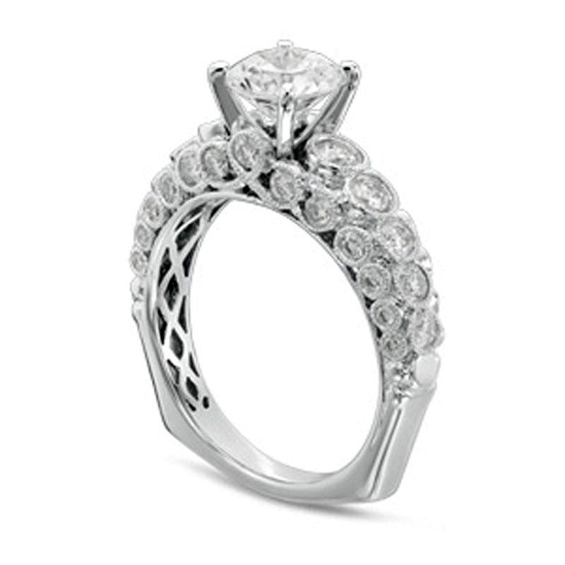 2.0 CT. T.W. Natural Diamond Antique Vintage-Style Engagement Ring in Solid 14K White Gold