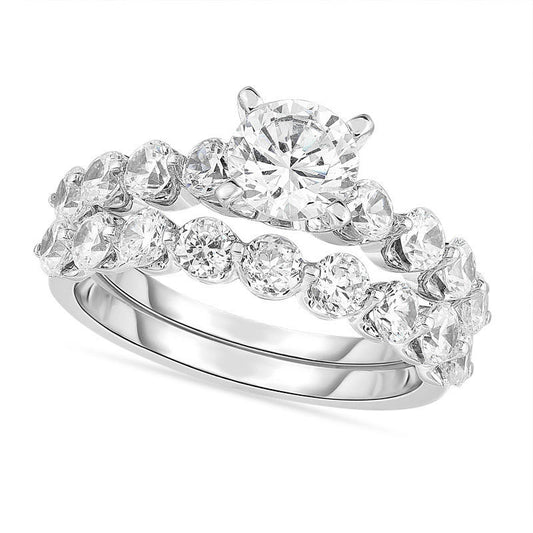 2.75 CT. T.W. Natural Diamond Bridal Engagement Ring Set in Solid 14K White Gold