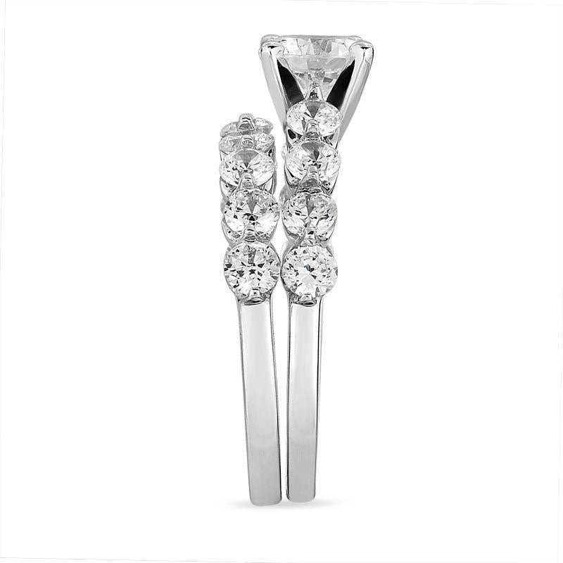 2.75 CT. T.W. Natural Diamond Bridal Engagement Ring Set in Solid 14K White Gold