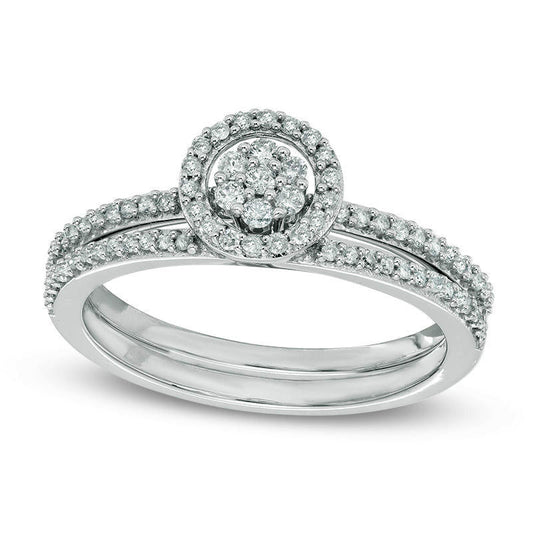 0.33 CT. T.W. Composite Natural Diamond Frame Bridal Engagement Ring Set in Solid 10K White Gold