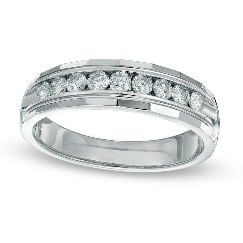 Men's 0.50 CT. T.W. Natural Diamond Wedding Band in Solid 14K White Gold