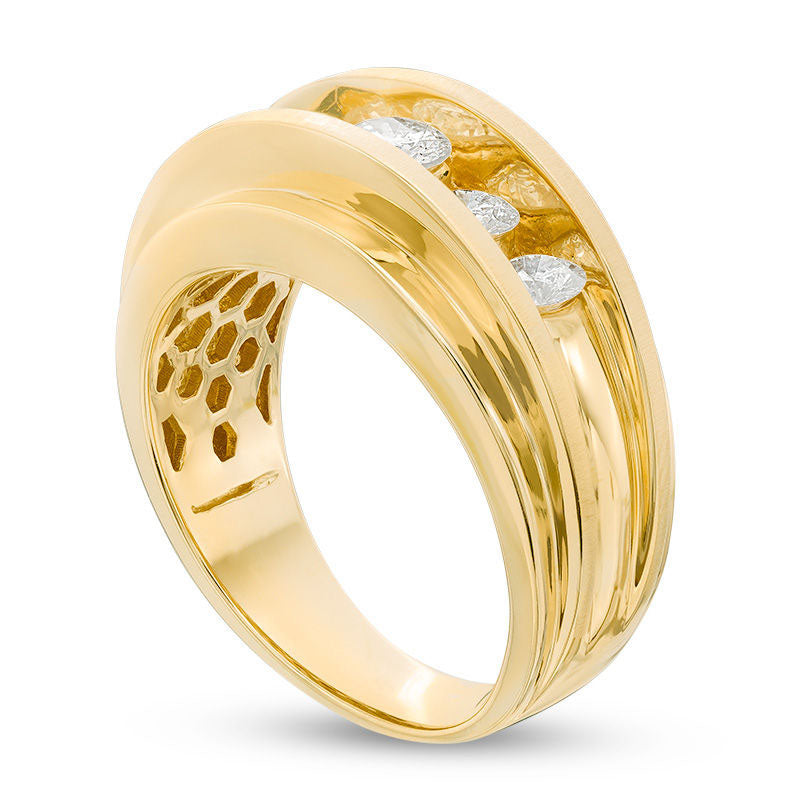 Men's 1.5 CT. T.W. Natural Diamond Five Stone Wedding Band in Solid 14K Gold