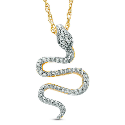 0.1 CT. T.W. Natural Diamond Snake Pendant in 10K Yellow Gold