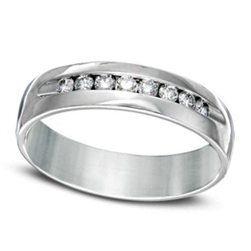 Men's 0.25 CT. T.W. Natural Diamond Channel Anniversary Band in Solid 14K White Gold (I/SI2)