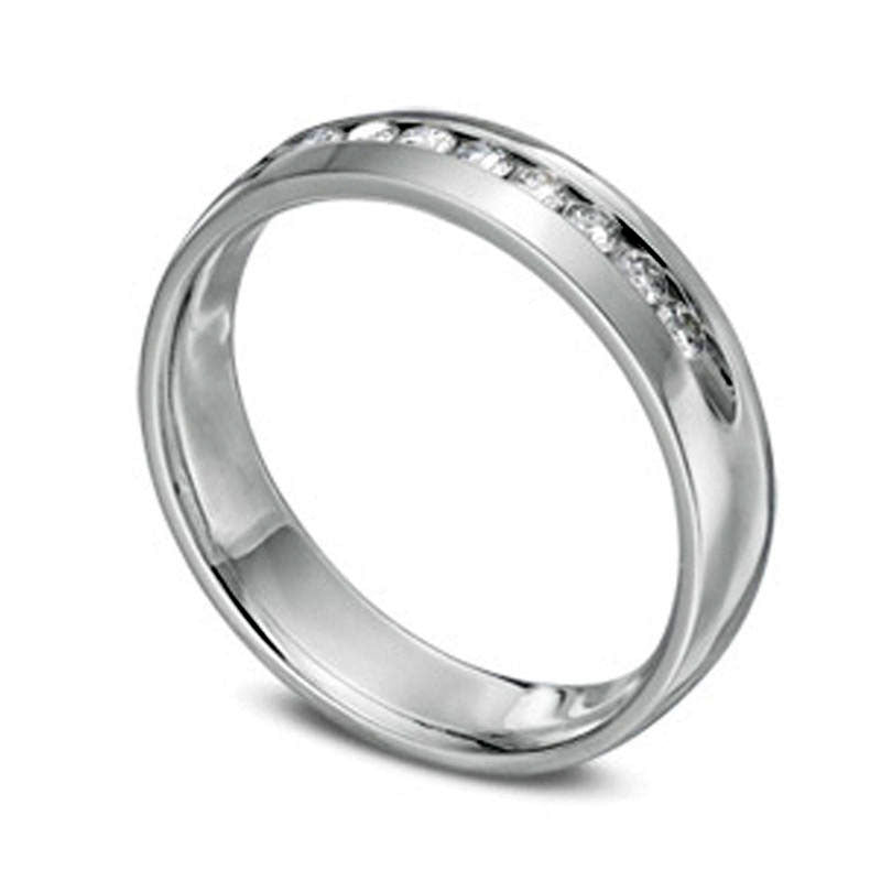 Men's 0.50 CT. T.W. Natural Diamond Channel Anniversary Band in Solid 14K White Gold (I/SI2)