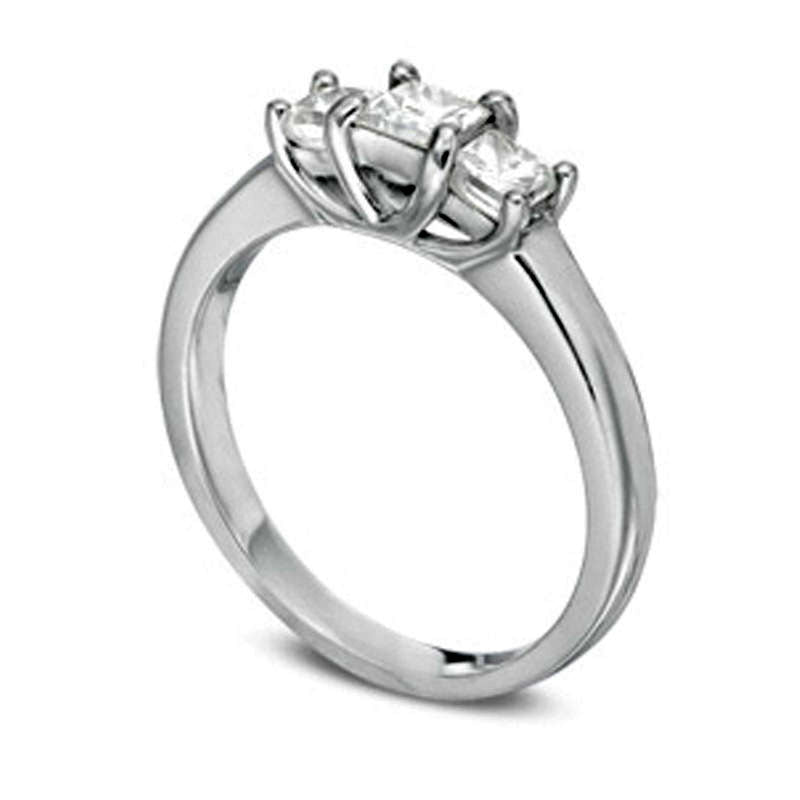 2.0 CT. T.W. Princess-Cut Natural Diamond Three Stone Engagement Ring in Solid 14K White Gold (I/SI2)