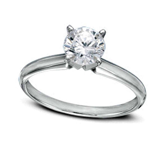 Certified 1.0 CT. Natural Clarity Enhanced Diamond Solitaire Engagement Ring in Solid 14K White Gold (I/SI2)